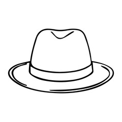 line sketch fedora hat vector illustration