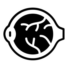 Retina eye icon with black fill for medical apps and websites