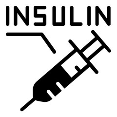 Medical Insulin Syringe vector icon with black fill