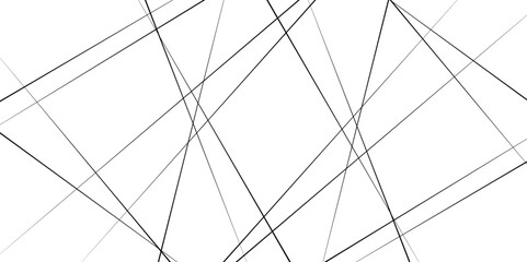 Abstract lines in black and white tone of many random diagonal shapes on white background. Metal grid isolated on the white background.