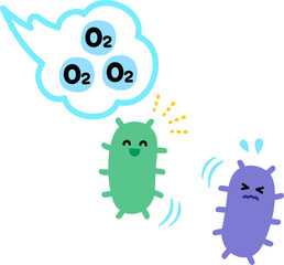 好気性菌と嫌気性菌のキャラクター