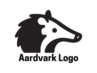 Aardvark Logo. Aardvark icon. Aardvark face logo. Silhouette simple. Flat style. Logo design template. Vector illustration. Animal logotype concept. 