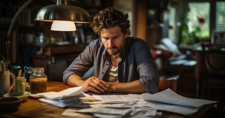 The scene vividly captures his deep concern over financial difficulties and personal finances.4k wallpaper, bankruptcy, emotions, finances, stress,unemployment