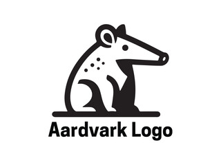 Aardvark Logo. Aardvark icon. Aardvark face logo. Silhouette simple. Flat style. Logo design template. Vector illustration. Animal logotype concept. 