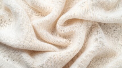 close-up view soft, textured white fabric subtle patterns folds, perfect backgrounds design elements.