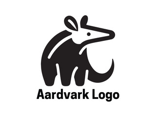 Aardvark Logo. Aardvark icon. Aardvark face logo. Silhouette simple. Flat style. Logo design template. Vector illustration. Animal logotype concept. 