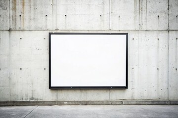 A blank white billboard on a concrete wall, offering a canvas for creative messages