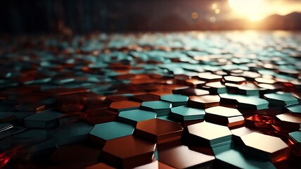 Fototapeta premium Hexagon decoration plants. 3D rendering