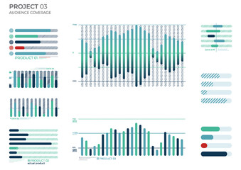 Finance elements charts in color. Vector illustration.