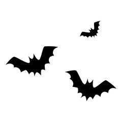 halloween black bats drawn in cartoon silhouette