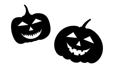 Hand drawn pumpkins silhouette collection illustration on white