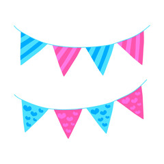 Pack of fantastic birthday garlands in flat design