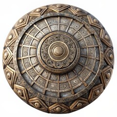 Obraz premium 3D Render of Aztec Calendar Stone, on isolated white background, Generative AI