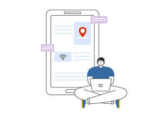 Intranet Internet Network Connection Technology Vector Illustration to Share Confidential Company Information and Website in Flat Cartoon Background