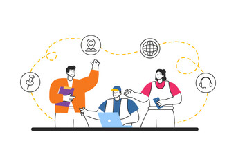 Intranet Internet Network Connection Technology Vector Illustration to Share Confidential Company Information and Website in Flat Cartoon Background