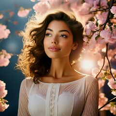 Person illuminated by a soft, ethereal glow with pastel colors and a dreamy aesthetic. 