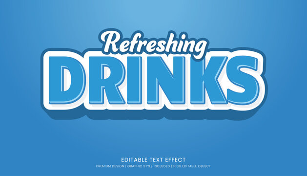 refreshing drinks editable 3d text effect template bold typography and abstract style drinks logo and brand	