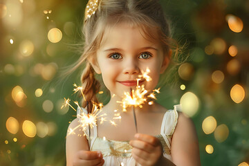 happy friends with sparklers celebrating christmas holidays