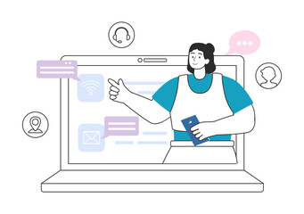 Intranet Internet Network Connection Technology Vector Illustration to Share Confidential Company Information and Website in Flat Cartoon Background