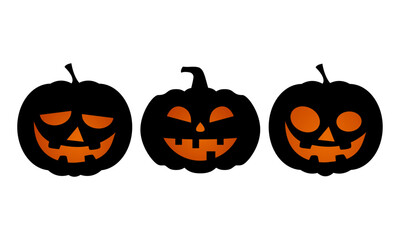 Halloween pumpkins illustration collection on white background