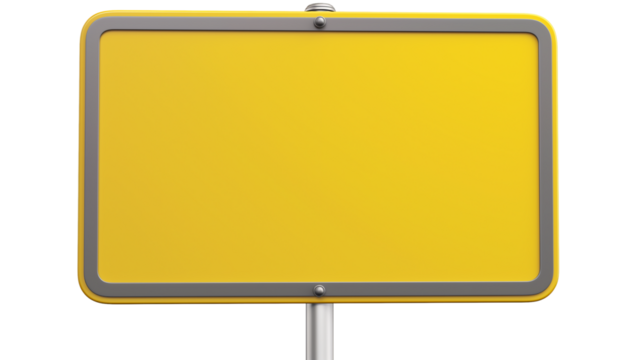 Blank yellow road signs or traffic signs isolated on a transparent background