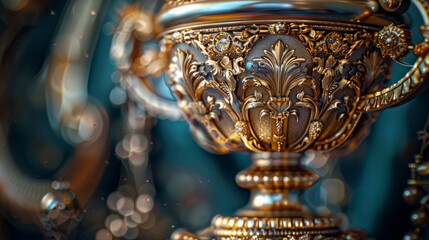Fototapeta premium A detailed 3D illustration of a trophy with intricate engravings and designs, showcasing the beauty and elegance of excellence.