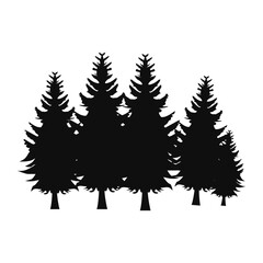 Vintage trees and forest silhouettes set on white