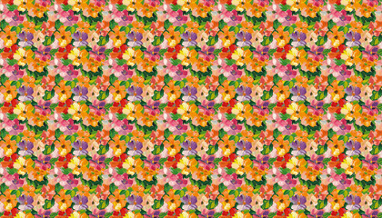 A simple flower pattern with vibrant colors, featuring an oil painting