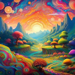 Surreal Psychedelic Landscape: Meditation on Inner Wisdom
