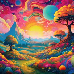 Ethereal, Gradient Landscape: Transcendent Journey Through the Mind