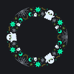 Hand drawn halloween frame template design