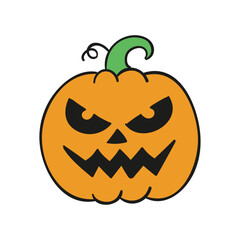 Classic halloween pumpkin with flat design