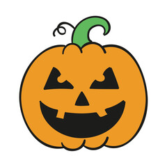 Classic halloween pumpkin with flat design on white