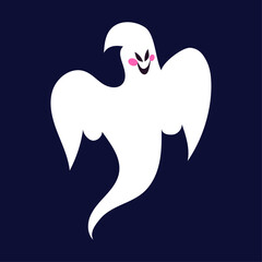 Cute halloween ghost illustration on blue background