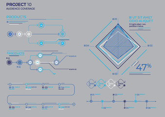 Modern project charts. Finance elements vector illustration.