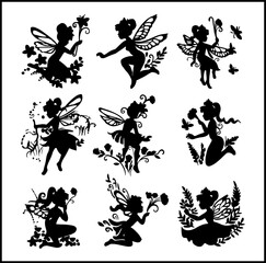 Hand drawn fairy silhouette illustration
