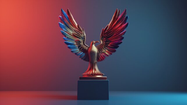 A symbolic 3D illustration of a trophy with wings, representing the soaring honor and achievement it brings.