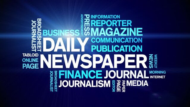 Daily Newspaper animated word cloud;text design animation tag kinetic typography seamless loop.