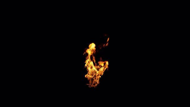 Realistic fire anf flames video that loops seamlessly, 4k 24p with ALPHA CHANNEL for transparency