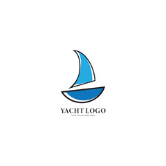 Flat yacht club logo icon with vector illustration