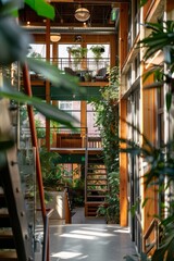 Naklejka premium Professional Photography of an environmental organization's urban eco-friendly workspace, Generative AI