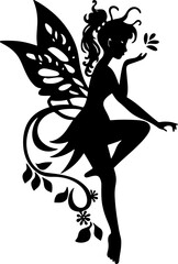 Hand drawn fairy silhouette illustration