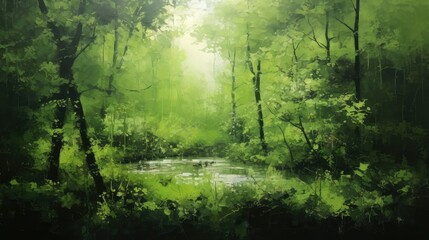 Obraz premium Lush green abstracts in natural serenity