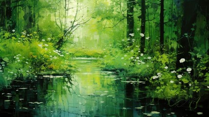 Lush green abstracts in natural serenity