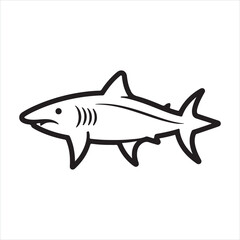 Shark single Line Icon Vector Design outline
