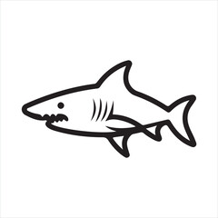 Shark single Line Icon Vector Design outline
