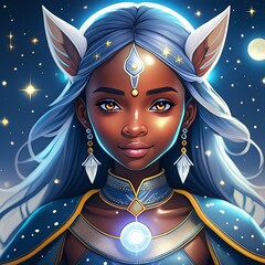 Lunar Elf: Moonlit Sentinel of Elvenkind with Silver Eyes and Starlit Garb