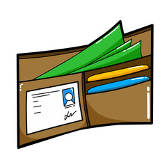 cute wallet with money and credit card