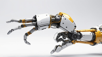 Innovation. 3D robot arm on white background. Mechanical hand. Industrial robot. modern industrial technology