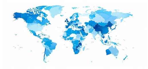 Blue world map vector illustration.